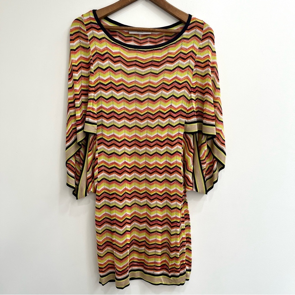 Trina Turk Womens Orange Yellow Casablanca Chevron Mini Dress Resort Wear Small